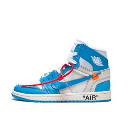 Fake Off-White x Jordan 1 High "UNC" University Blue Sneaker | PopKicks.org